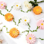 2PCS Daisy Flower Garlands, Daisy Banner Garland Orange Pink Flowers, alternate view 7