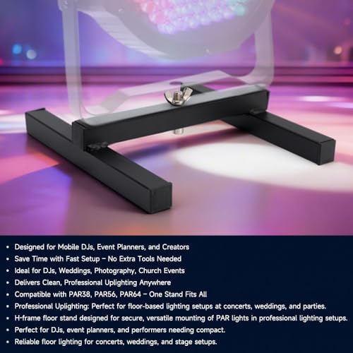 2Pcs DJ Light Stand, LED Par Can Floor Stand Pro DJ Lighting H Frame Uplighting Par38 Par56 Par64 Par Light, alternate view 4
