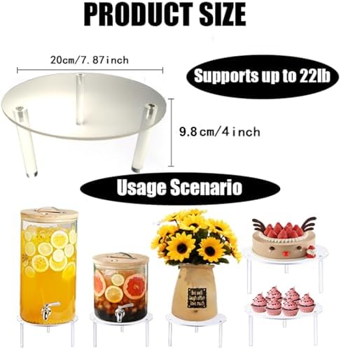 2Pcs Drink Dispenser Stand Only, Clear Acrylic Stands, Fit Max 7.87 Inch Diameter of Glass Drink Dispenser, alternate view 2