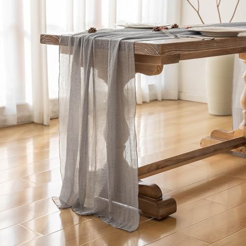 2Pcs Dusty Blue Cheesecloth Table Runner 120 Inches for Party Home Decor, alternate view 5