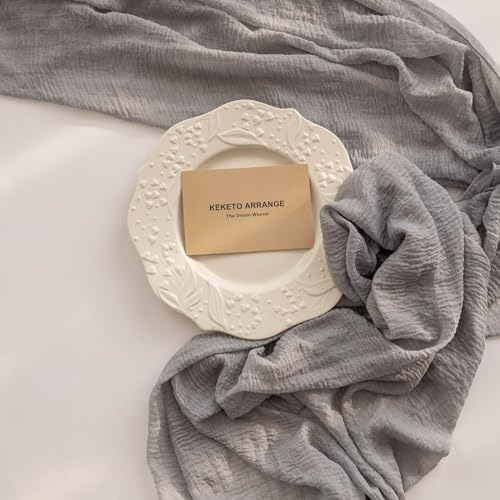 2Pcs Dusty Blue Cheesecloth Table Runner 120 Inches for Party Home Decor, alternate view 6
