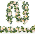 2PCS Eucalyptus Garland, 6.6Ft Artificial Greenery Garlands Flower Decor, Green Spring Garland Wreath Vines