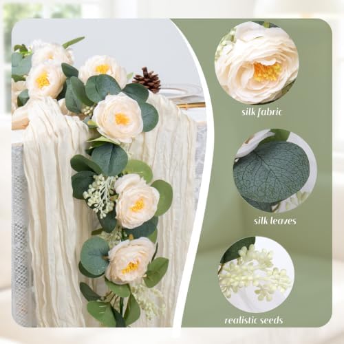 2PCS Eucalyptus Garland, 6.6Ft Artificial Greenery Garlands Flower Decor, Green Spring Garland Wreath Vines, alternate view 4