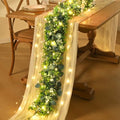 2Pcs Eucalyptus Garland with Lights, Greenery Garland, Green Garland with Flowers, 5.9FT Artificial Faux
