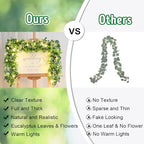 2Pcs Eucalyptus Garland with Lights, Greenery Garland, Green Garland with Flowers, 5.9FT Artificial Faux, alternate view 3
