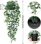 2Pcs Fake Hanging Plants with Pot Eucalyptus Leaves Fake Vines, alternate view 3