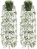 2Pcs Fake Hanging Plants with Pot, Potted Faux Eucalyptus