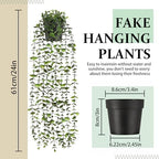 2Pcs Fake Hanging Plants with Pot, Potted Faux Eucalyptus, alternate view 3