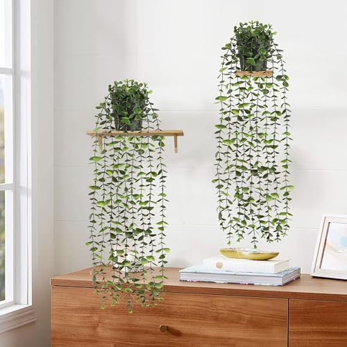 2Pcs Fake Hanging Plants with Pot, Potted Faux Eucalyptus, alternate view 4