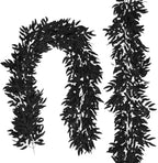 2Pcs Fake Willow Leave Vine 6Ft Full Black Silk Halloween Garland