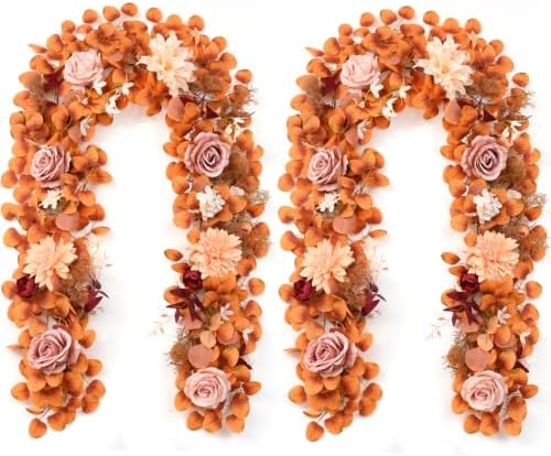 2Pcs Fall Garland, 11Ft Eucalyptus Garland with Flowers