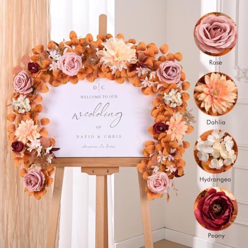 2Pcs Fall Garland, 11Ft Eucalyptus Garland with Flowers, alternate view 6