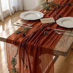 2Pcs Fall Golden Cheesecloth Table Runner 120 Inch Party Home Decor