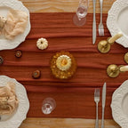 2Pcs Fall Golden Cheesecloth Table Runner 120 Inch Party Home Decor, alternate view 6