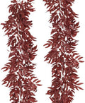 2Pcs Faux Willow Leaves Vine 6Ft Full Burgundy Fall Garland
