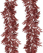 2Pcs Faux Willow Leaves Vine 6Ft Full Burgundy Fall Garland