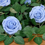 2Pcs Flower Garland with Lights, 13.2Ft Realistic Rose Floral Garland, Blue in Blue, alternate view 7
