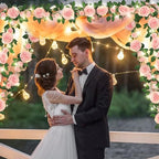 2Pcs Flower Garland with Lights, 13.2Ft Realistic Rose Floral Garland, Pink in Pink, alternate view 6