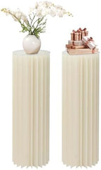 2PCS Foldable Cardboard Centerpiece Display, 39in Height Cylinder Flowers Stand, 110lbs Reusable Cardboard