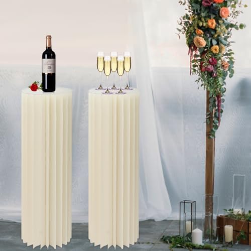 2PCS Foldable Cardboard Centerpiece Display, 39in Height Cylinder Flowers Stand, 110lbs Reusable Cardboard, alternate view 5