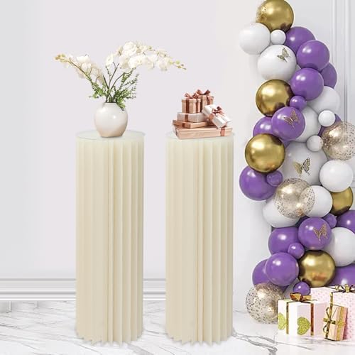 2PCS Foldable Cardboard Centerpiece Display, 39in Height Cylinder Flowers Stand, 110lbs Reusable Cardboard, alternate view 6