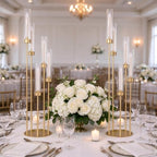 2PCS Gold 5 Arm Candle Holder Floor Candelabra with Acrylic Lampshade in Gold, alternate view 2