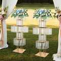 2PCS Gold Crystal Vase for Wedding Centerpieces 43.3" Tall in Gold, 2pcs, Square Base