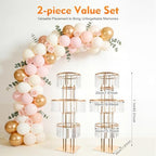 2PCS Gold Crystal Vase for Wedding Centerpieces 43.3" Tall in Gold, 2pcs, Square Base, alternate view 2