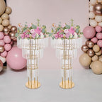 2pcs Gold Crystal Vases for Wedding Centerpieces, 35.4inches Height in Gold, alternate view 2