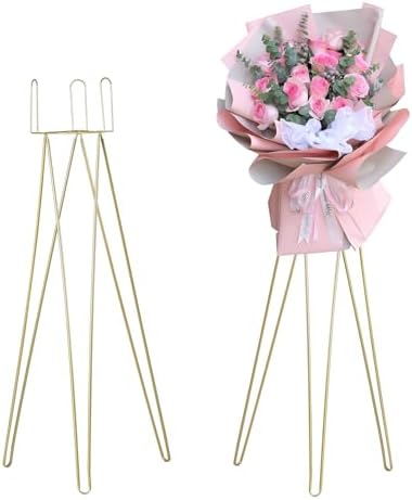 2Pcs Gold Flower Arrangement Stand, 3.4ft Wedding Table Centerpieces Flower Stand Display Rack Metal Flower Pot