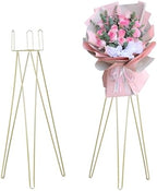 2Pcs Gold Flower Arrangement Stand, 3.4ft Wedding Table Centerpieces Flower Stand Display Rack Metal Flower Pot