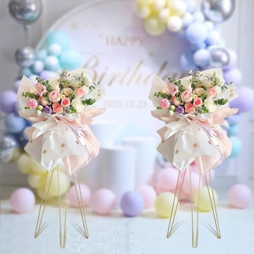 2Pcs Gold Flower Arrangement Stand, 3.4ft Wedding Table Centerpieces Flower Stand Display Rack Metal Flower Pot, alternate
