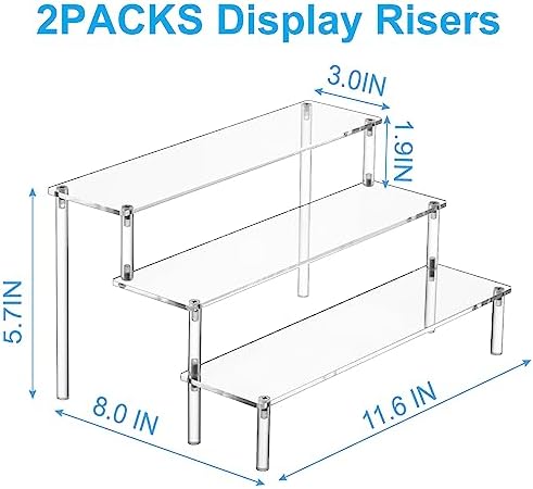 2PCS Large Acrylic Display Risers, Perfume Stand Organizer, Clear Acrylic Shelf Risers for Display Stands for, alternate view