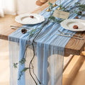 2Pcs Light Blue Cheesecloth Table Runner 120 Inches for Party Home Decor