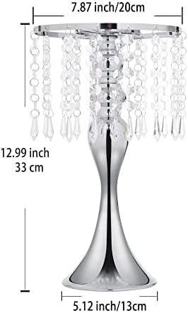 2Pcs Metal Flower Stands - 12.99in Silver Vase for Centerpieces in Silver, alternate view 3