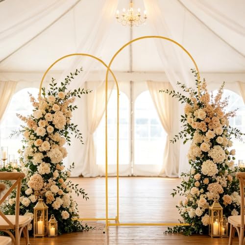 2PCS Metal Wedding Arch Backdrop Stand 6.6FT/5.9FT Balloon Arch Stand, alternate view 2