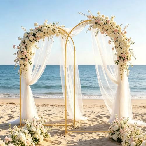 2PCS Metal Wedding Arch Backdrop Stand 6.6FT/5.9FT Balloon Arch Stand, alternate view 5