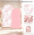 2PCS Pink Floral Arch Backdrop Cover, 6ft and 7.2ft Pink Stretchy Arch Background Cover for Wedding Birthday Tea, alternate