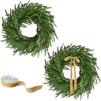 2Pcs Real Touch Norfolk Pine Wreath 24Inch Christmas Wreaths for Front Door