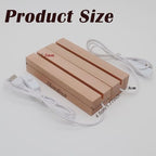 2Pcs Rectangle Wood LED Light Stand Display Base for Plexiglass Crystal Art, alternate view 3