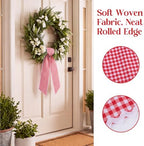 2Pcs Red White Gingham Wreath Sash Ties, 4.5"*55.1", alternate view 3