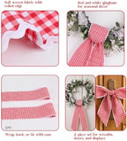 2Pcs Red White Gingham Wreath Sash Ties, 4.5"*55.1", alternate view 4