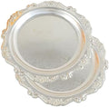 2PCS Round Decorative Metal Coffee Table Trays, Silver, 9.8 inch in 9.8 inch in Silver