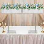 2Pcs Silver Crystal Flower Stand, 35" Wedding Centerpiece Table Decor in Silver, alternate view 3