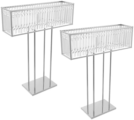 2Pcs Silver Crystal Flower Stand, 35" Wedding Centerpiece Table Decor in Silver, alternate view 4