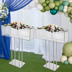2Pcs Silver Crystal Flower Stand, 35" Wedding Centerpiece Table Decor in Silver, alternate view 7