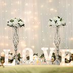 2pcs Silver Metal Flower Vases Crystal Flower Stand Wedding Centerpieces for Tables Party Dinner Event, alternate view 2