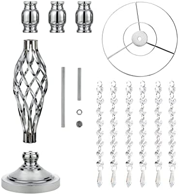 2pcs Silver Metal Flower Vases Crystal Flower Stand Wedding Centerpieces for Tables Party Dinner Event, alternate view 6