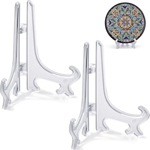 2Pcs Small Clear Acrylic Plate Stands for Display 3Inch Holders in Clear