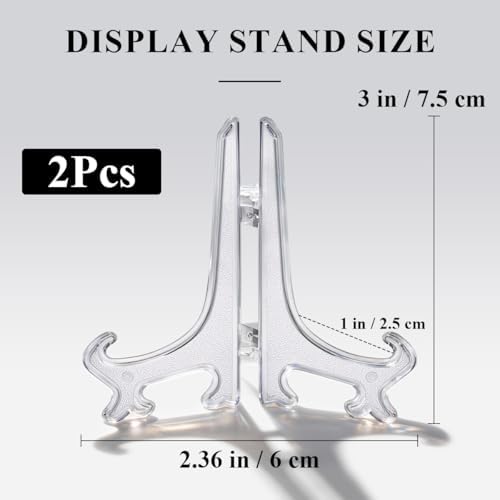 2Pcs Small Clear Acrylic Plate Stands for Display 3Inch Holders in Clear, alternate view 3